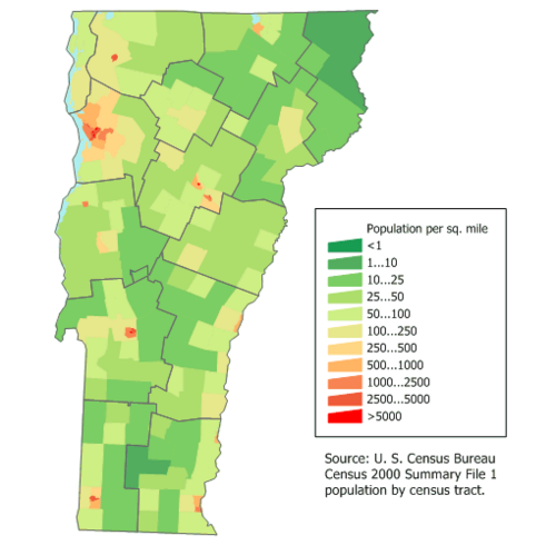 Vermont Population Density Map