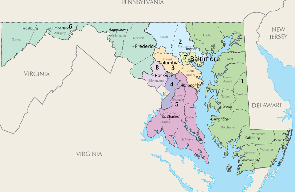 Map of Maryland US-Civil-Reps-Districts
