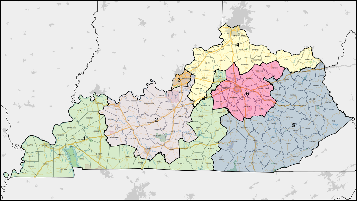 Map of Kentucky US-Civil-Reps-Districts