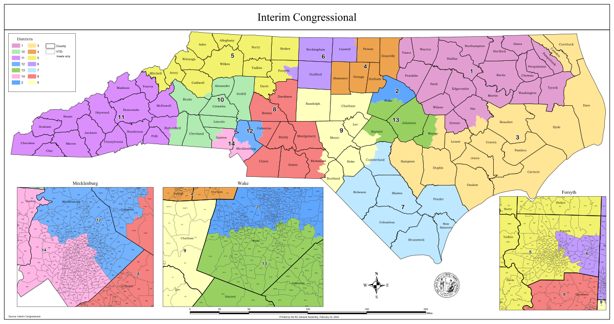 Map of North Carolina US-Civil-Reps-Districts