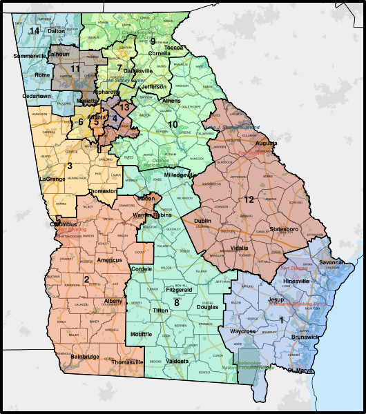 Map of Georgia US-Civil-Reps-Districts