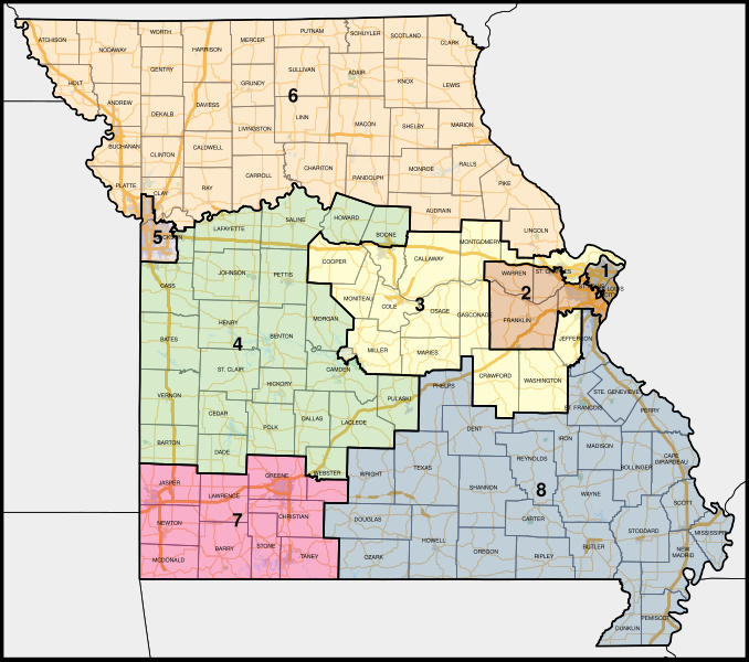 Map of Missouri US-Civil-Reps-Districts