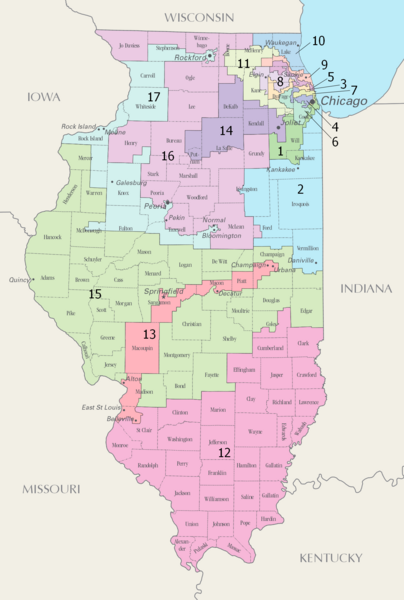 Map of Illinois US-Civil-Reps-Districts